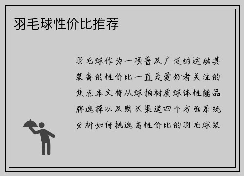 羽毛球性价比推荐